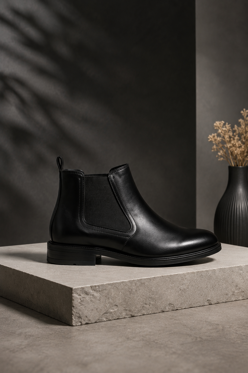 Black Leather Chelsea Boots
