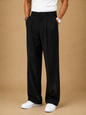 Black Pleated Wide-Leg Trousers